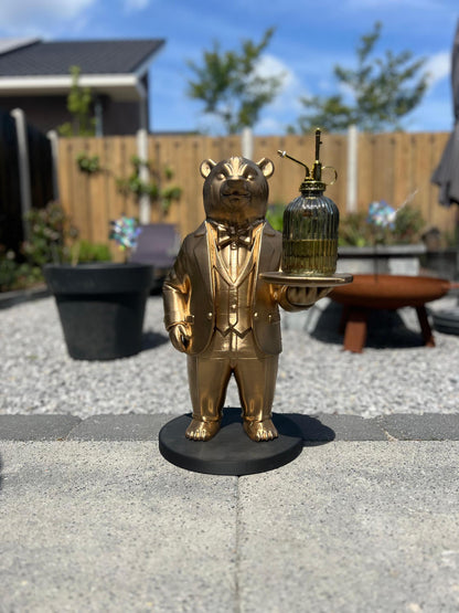 Polar Bear Butler 70CM - Elegant Champagne Tray Holder & Key Organizer - Whimsical Bear Statue for Home Decor - Ideal Gift for Bear Lovers