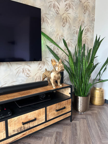 Bulldog Statue | Modern Art Sculpture | Gold Decor | Handcrafted Accent | Home Elegance