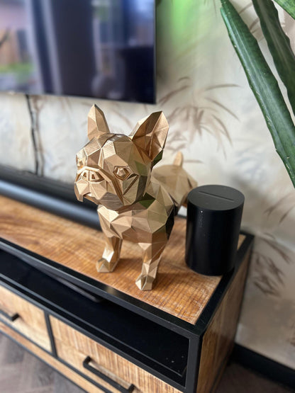 Bulldog Statue | Modern Art Sculpture | Gold Decor | Handcrafted Accent | Home Elegance
