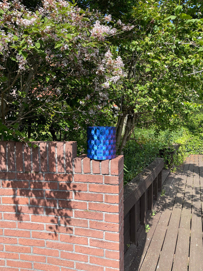 3D Printed Geometric Vase - Large Blue Gradient Decor
