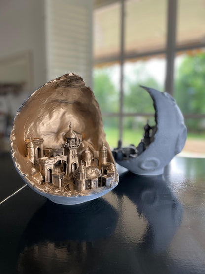Moon City home decor Diorama 3D Printed Fantasy Architecture Miniature Mystical Palace Sculpture Fantasy World Decor Magical City Art Gift