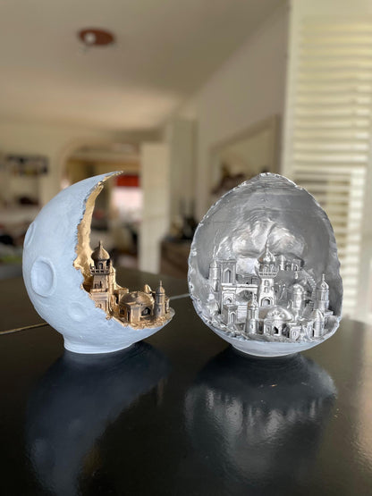 Moon City home decor Diorama 3D Printed Fantasy Architecture Miniature Mystical Palace Sculpture Fantasy World Decor Magical City Art Gift