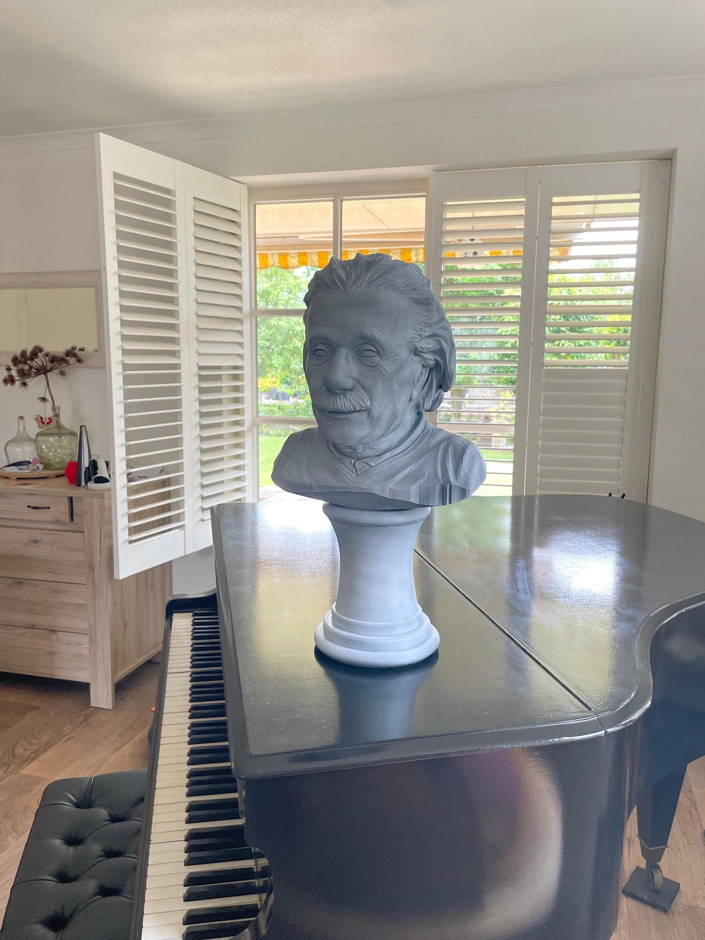 Einstein Bust Secret Compartment 3D Printed Sculpture Hidden Storage Box Genius Desk Decor Physics Gift Science Art Statue Grey