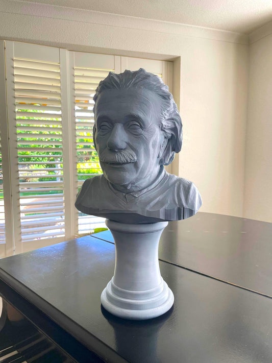 Einstein Bust Secret Compartment 3D Printed Sculpture Hidden Storage Box Genius Desk Decor Physics Gift Science Art Statue Grey