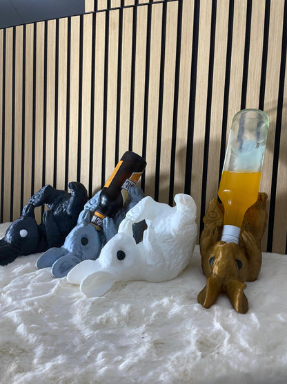 Bunny Wine Bottle Holder White Rabbit Wine Rack Easter Decor Whimsical Animal Wine Display Kitchen Bar Decor Wine Lover Gift Sculpture