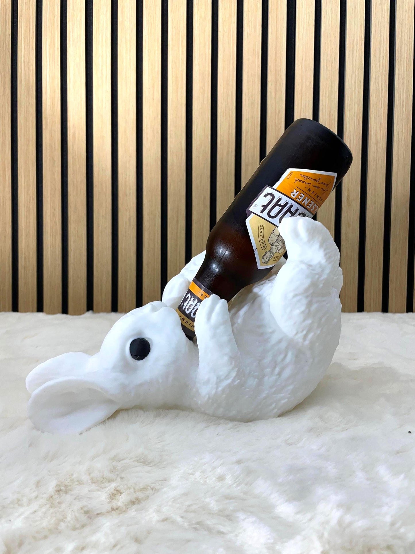 Bunny Wine Bottle Holder White Rabbit Wine Rack Easter Decor Whimsical Animal Wine Display Kitchen Bar Decor Wine Lover Gift Sculpture