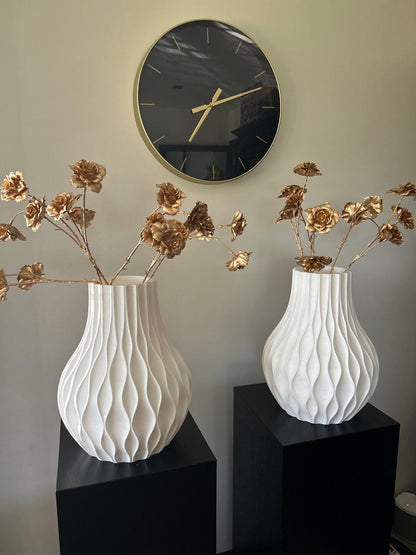 Modern Vase Decor | White Textured Minimalist Vase for Real Plants & Dried Flowers | Boho Centerpiece and Housewarming Gift