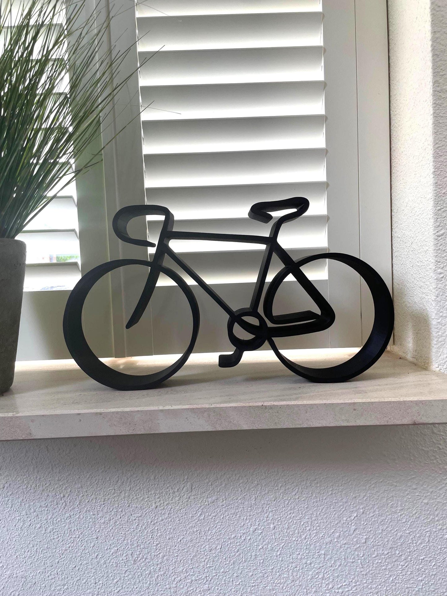 Bike Sculpture Black Bicycle Art Modern Cycling Decor Shelf Display Contemporary Home Office Gift Cyclist Wall Art
