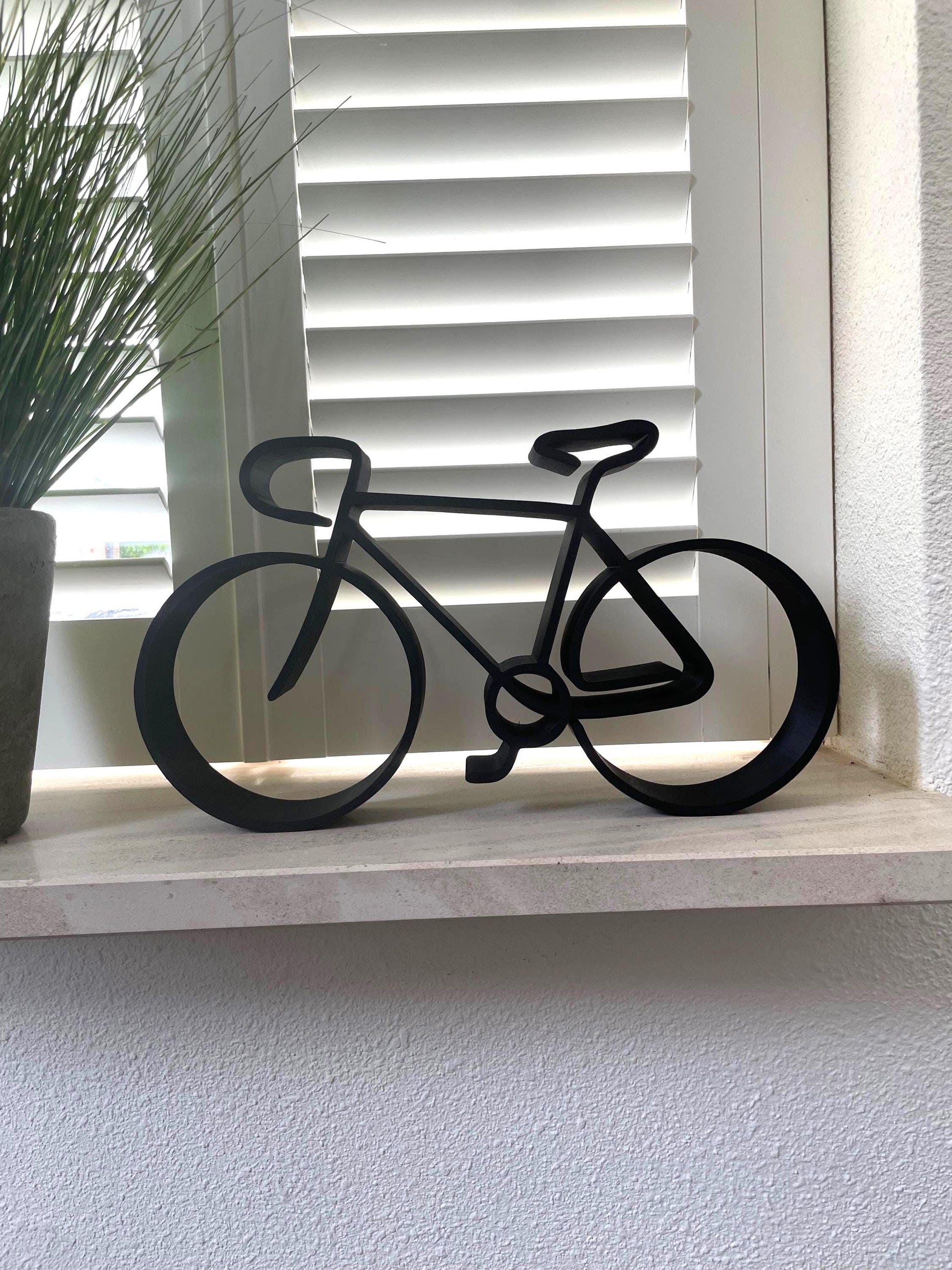 Bike Sculpture Black Bicycle Art Modern Cycling Decor Shelf Display Contemporary Home Office Gift Cyclist Wall Art