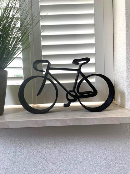 Bike Sculpture Black Bicycle Art Modern Cycling Decor Shelf Display Contemporary Home Office Gift Cyclist Wall Art