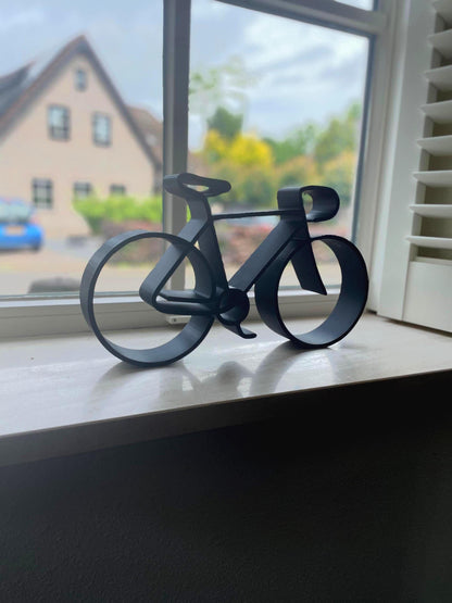 Bike Sculpture Black Bicycle Art Modern Cycling Decor Shelf Display Contemporary Home Office Gift Cyclist Wall Art