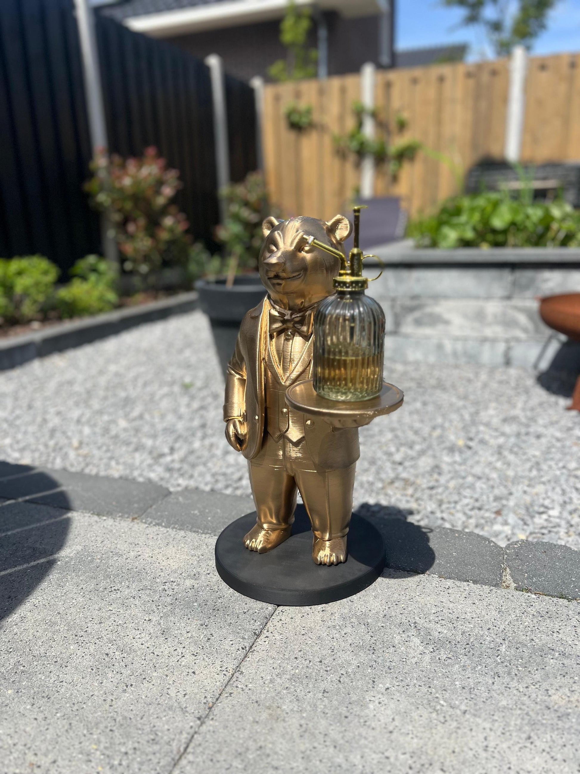 Polar Bear Butler 70CM - Elegant Champagne Tray Holder & Key Organizer - Whimsical Bear Statue for Home Decor - Ideal Gift for Bear Lovers