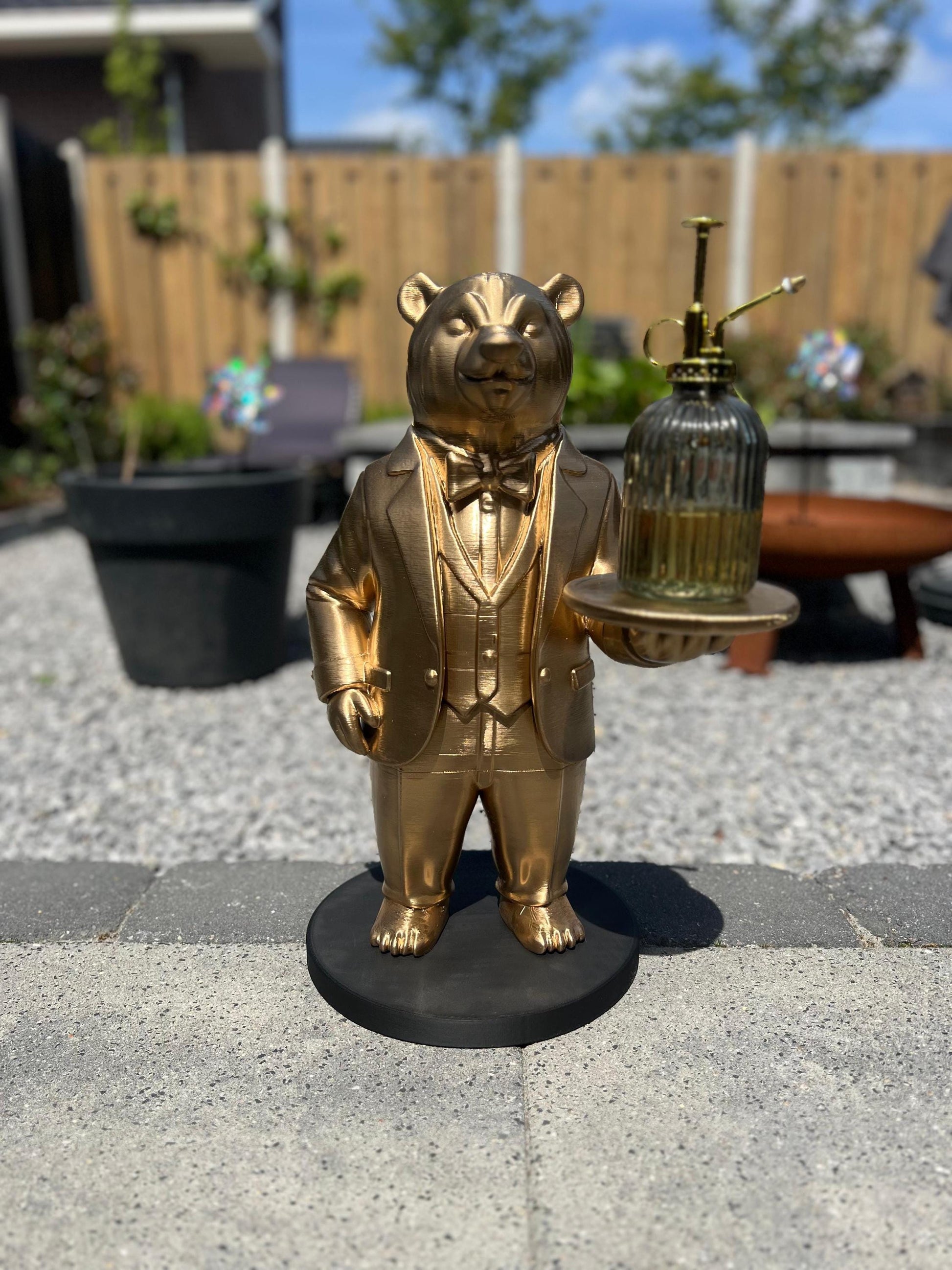 Polar Bear Butler 70CM - Elegant Champagne Tray Holder & Key Organizer - Whimsical Bear Statue for Home Decor - Ideal Gift for Bear Lovers
