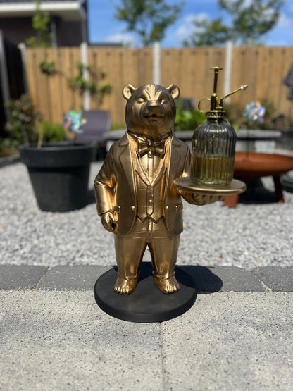 Polar Bear Butler 70CM - Elegant Champagne Tray Holder & Key Organizer - Whimsical Bear Statue for Home Decor - Ideal Gift for Bear Lovers