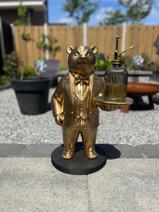 Polar Bear Butler 70CM - Elegant Champagne Tray Holder & Key Organizer - Whimsical Bear Statue for Home Decor - Ideal Gift for Bear Lovers