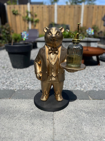 Polar Bear Butler 70CM - Elegant Champagne Tray Holder & Key Organizer - Whimsical Bear Statue for Home Decor - Ideal Gift for Bear Lovers