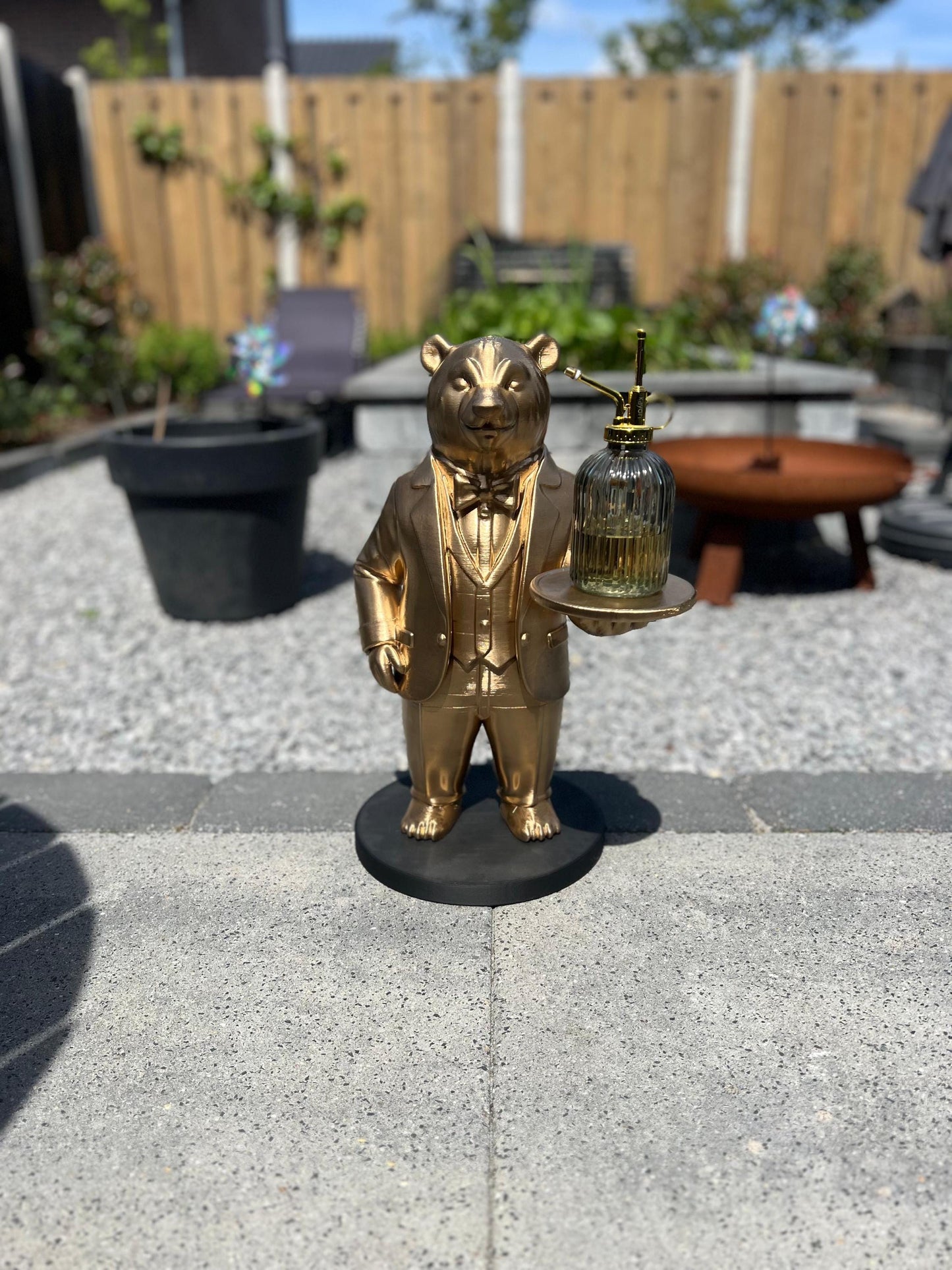 Polar Bear Butler 70CM - Elegant Champagne Tray Holder & Key Organizer - Whimsical Bear Statue for Home Decor - Ideal Gift for Bear Lovers