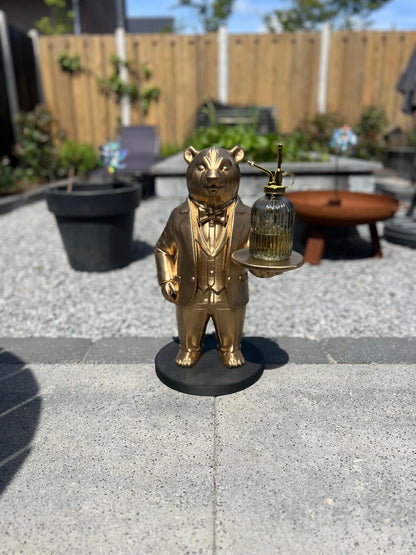 Polar Bear Butler 70CM - Elegant Champagne Tray Holder & Key Organizer - Whimsical Bear Statue for Home Decor - Ideal Gift for Bear Lovers
