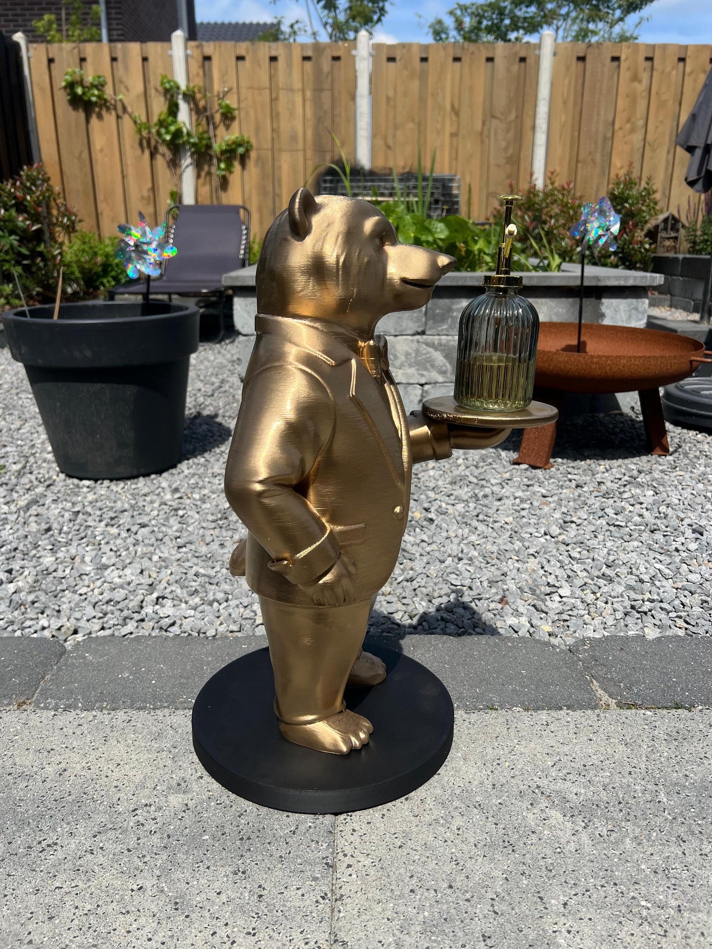 Polar Bear Butler 70CM - Elegant Champagne Tray Holder & Key Organizer - Whimsical Bear Statue for Home Decor - Ideal Gift for Bear Lovers