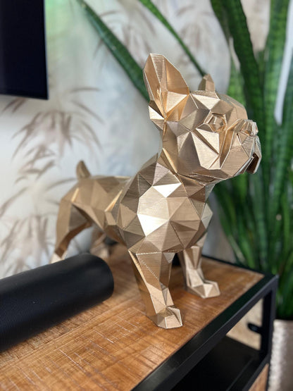 Bulldog Statue | Modern Art Sculpture | Gold Decor | Handcrafted Accent | Home Elegance