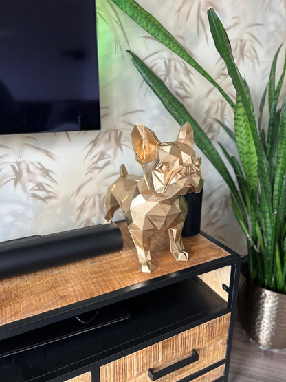Bulldog Statue | Modern Art Sculpture | Gold Decor | Handcrafted Accent | Home Elegance