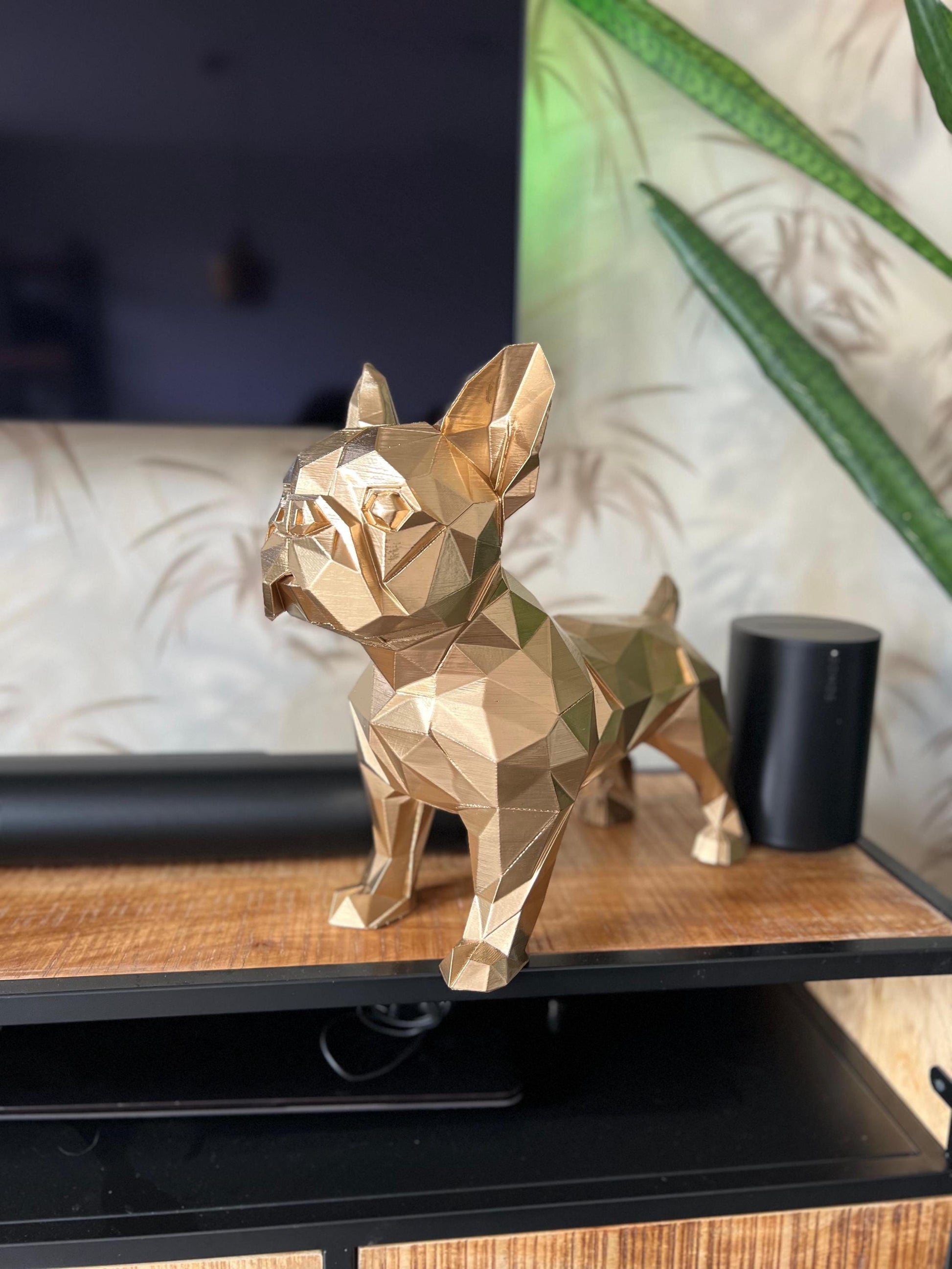 Bulldog Statue | Modern Art Sculpture | Gold Decor | Handcrafted Accent | Home Elegance