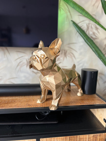 Bulldog Statue | Modern Art Sculpture | Gold Decor | Handcrafted Accent | Home Elegance