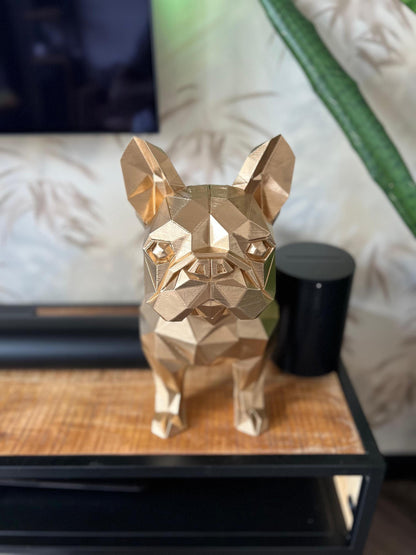 Bulldog Statue | Modern Art Sculpture | Gold Decor | Handcrafted Accent | Home Elegance