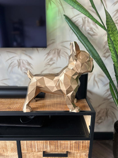Bulldog Statue | Modern Art Sculpture | Gold Decor | Handcrafted Accent | Home Elegance