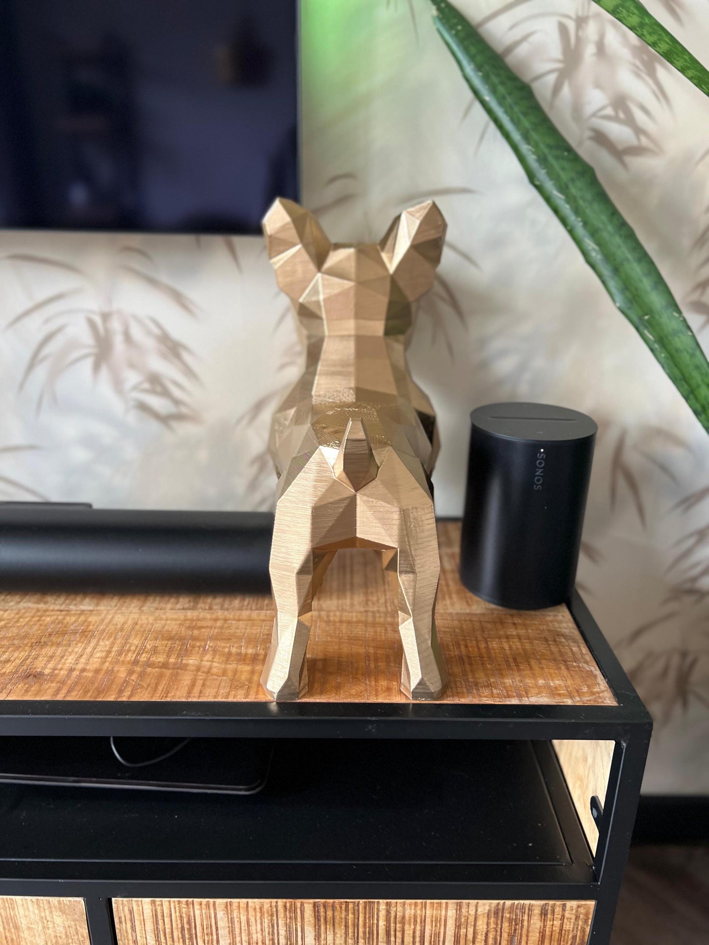 Bulldog Statue | Modern Art Sculpture | Gold Decor | Handcrafted Accent | Home Elegance