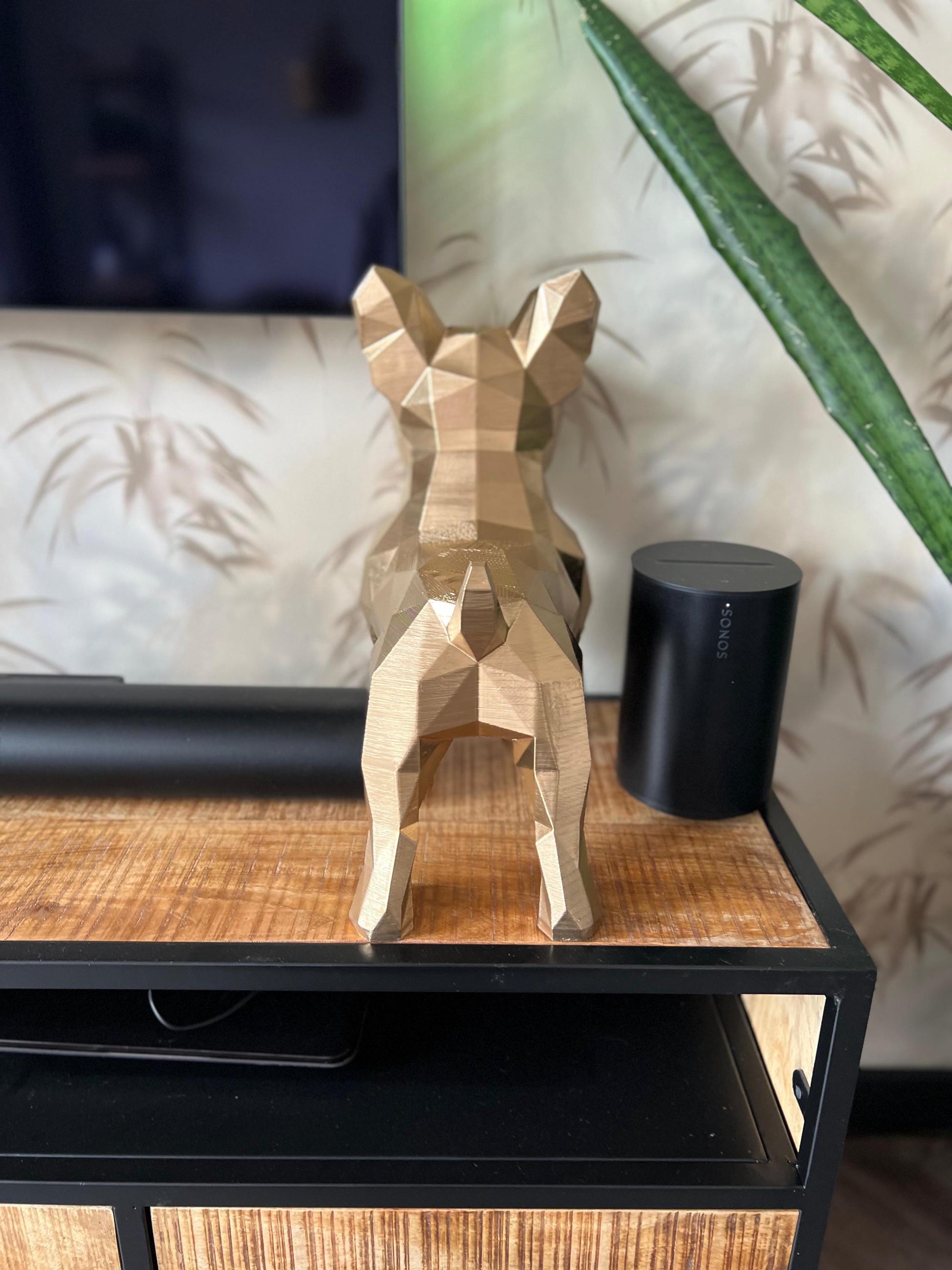 Bulldog Statue | Modern Art Sculpture | Gold Decor | Handcrafted Accent | Home Elegance