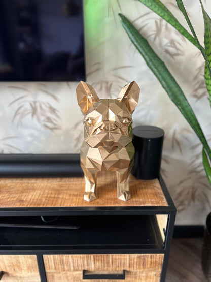 Bulldog Statue | Modern Art Sculpture | Gold Decor | Handcrafted Accent | Home Elegance