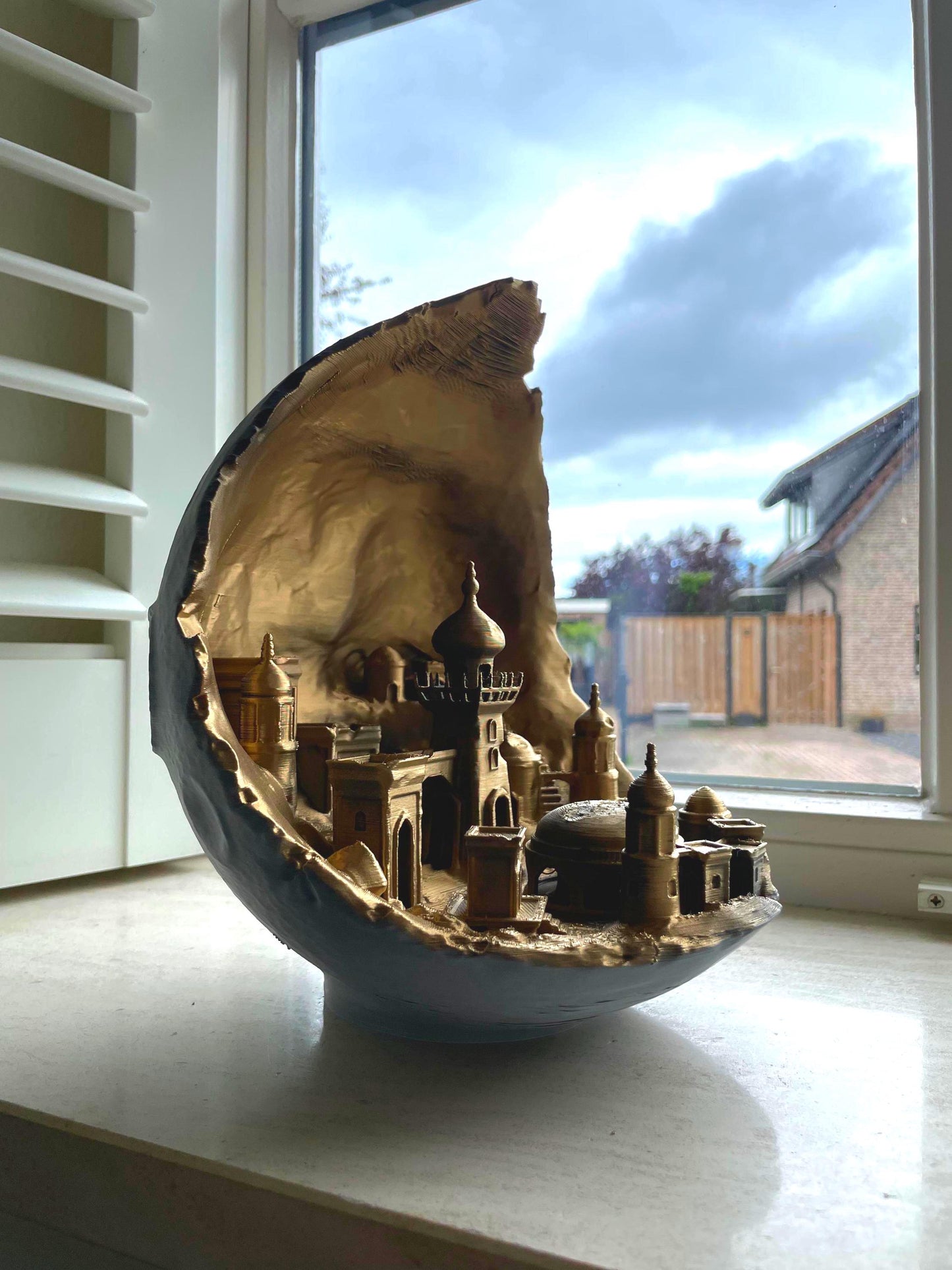 Moon City home decor Diorama 3D Printed Fantasy Architecture Miniature Mystical Palace Sculpture Fantasy World Decor Magical City Art Gift