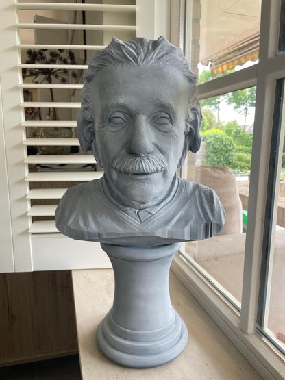 Einstein Bust Secret Compartment 3D Printed Sculpture Hidden Storage Box Genius Desk Decor Physics Gift Science Art Statue Grey