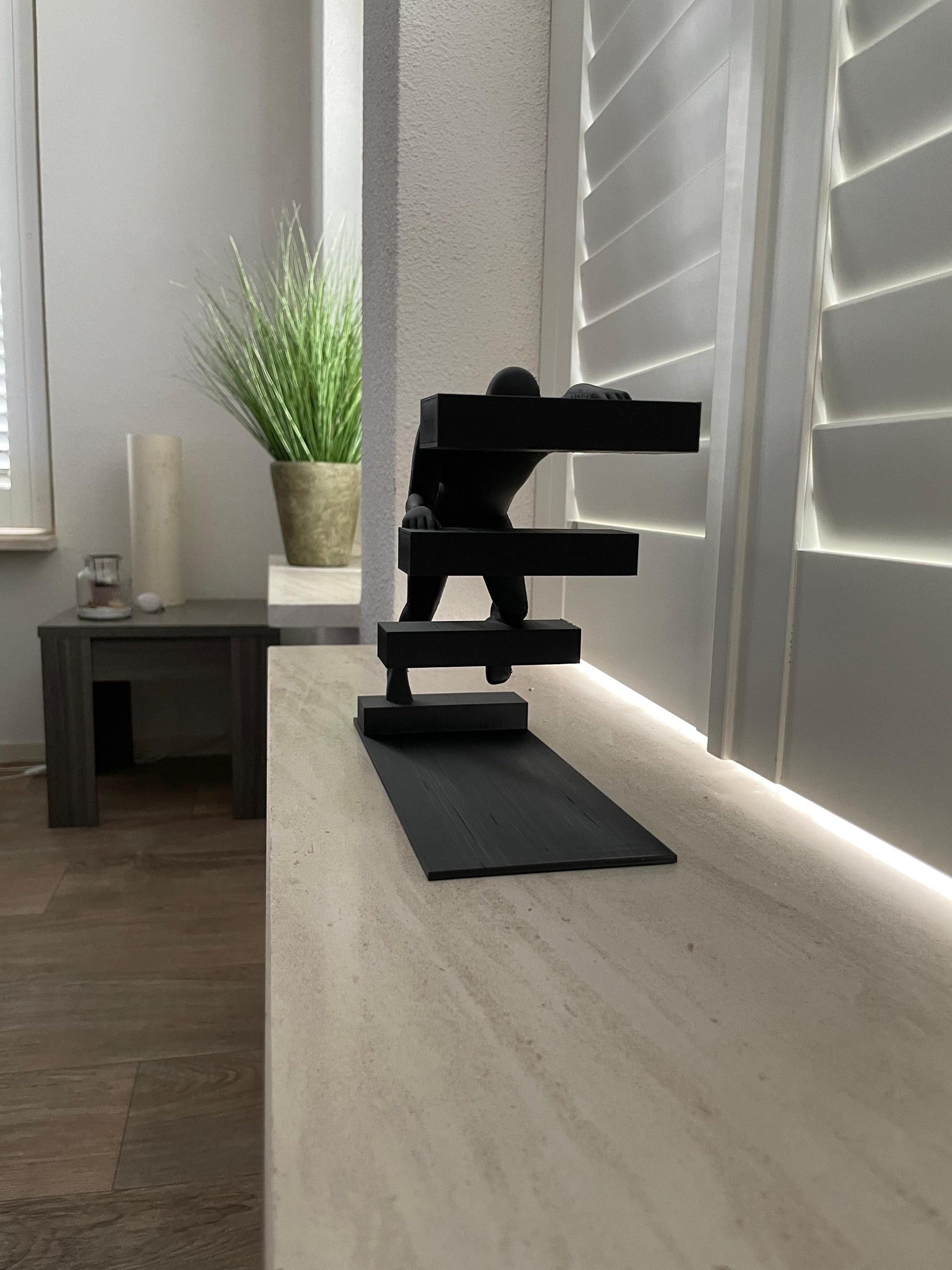 Walking Stairs Sculpture Modern Abstract Figure Art Motivational Desk Decor Success Path Black Statue Office Gift Entrepreneur Art