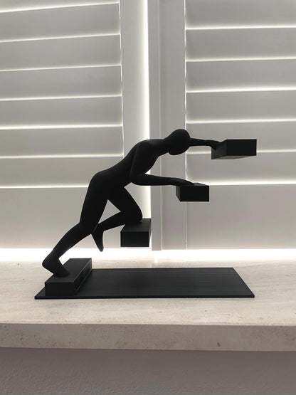 Walking Stairs Sculpture Modern Abstract Figure Art Motivational Desk Decor Success Path Black Statue Office Gift Entrepreneur Art