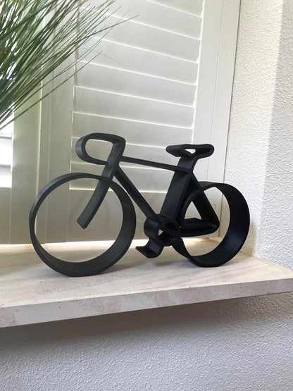 Bike Sculpture Black Bicycle Art Modern Cycling Decor Shelf Display Contemporary Home Office Gift Cyclist Wall Art