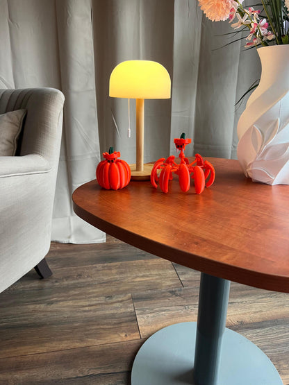 Movable Spider Pumpkin Halloween Decor | 2 Spiders | Orange Sculpture Set - Spooky Tabletop Display | Perfect Gift for Halloween Enthusiasts