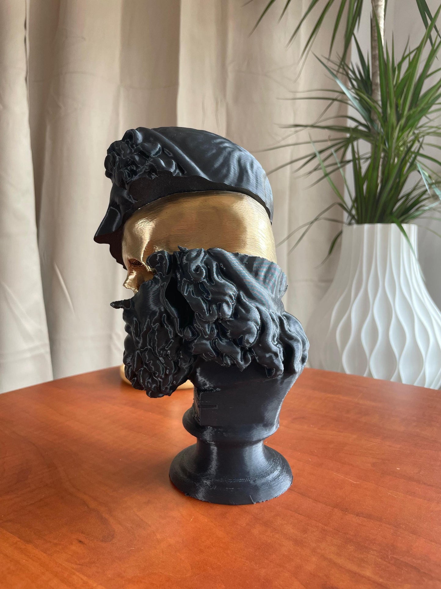 Broken Classical Bust 3D Printed Roman Statue Fragment Gold Black Sculpture Art Home Decor Ancient Greek Style