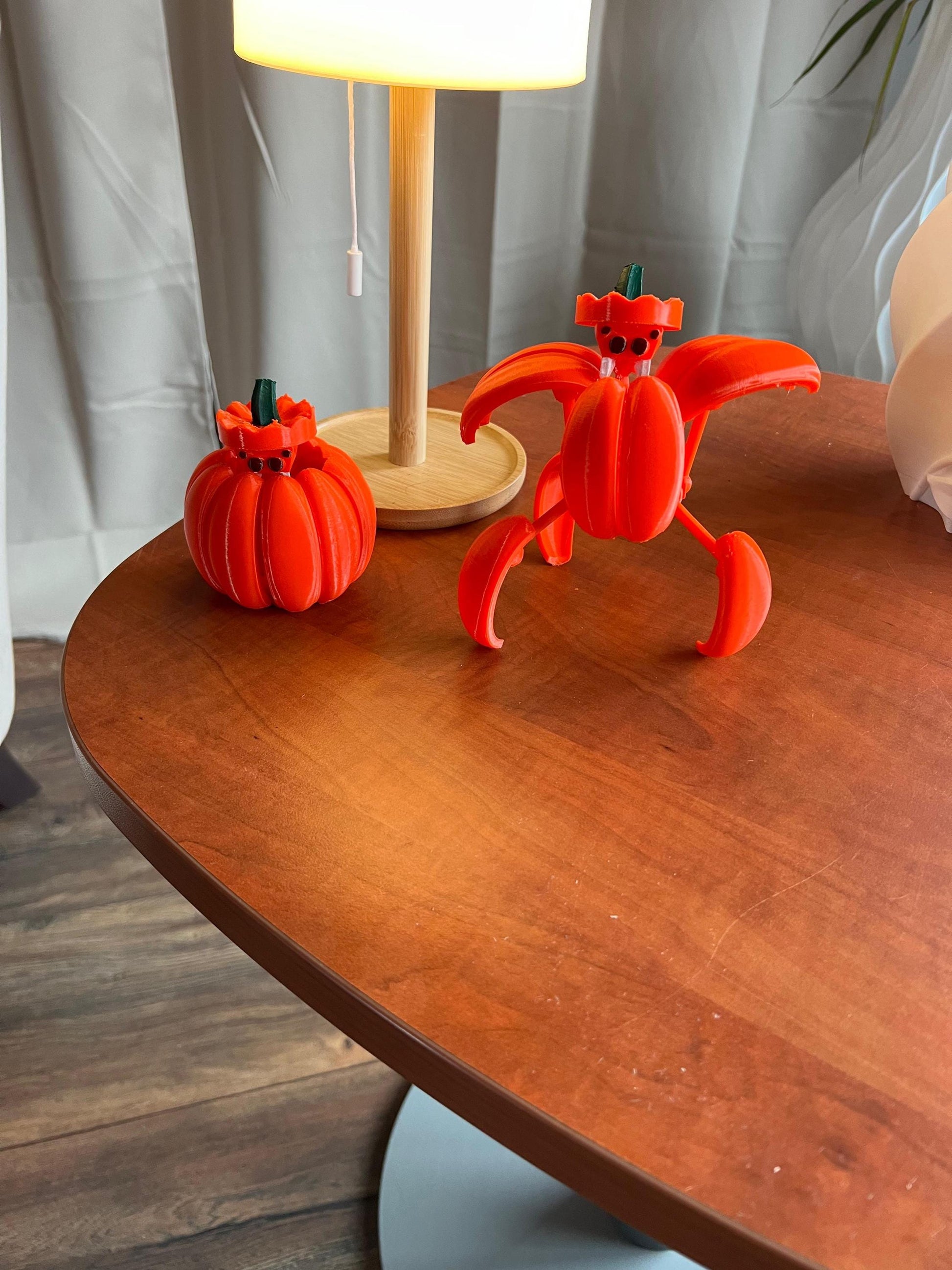 Movable Spider Pumpkin Halloween Decor | 2 Spiders | Orange Sculpture Set - Spooky Tabletop Display | Perfect Gift for Halloween Enthusiasts