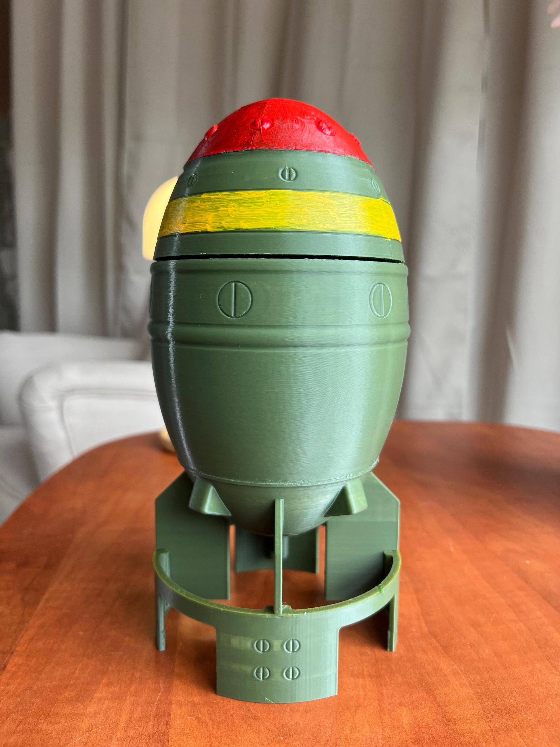 Mini Nuke Fat Man Replica | 3D Printed Fallout-Inspired Bomb Prop | Gamer & Geek Decor for Collectors