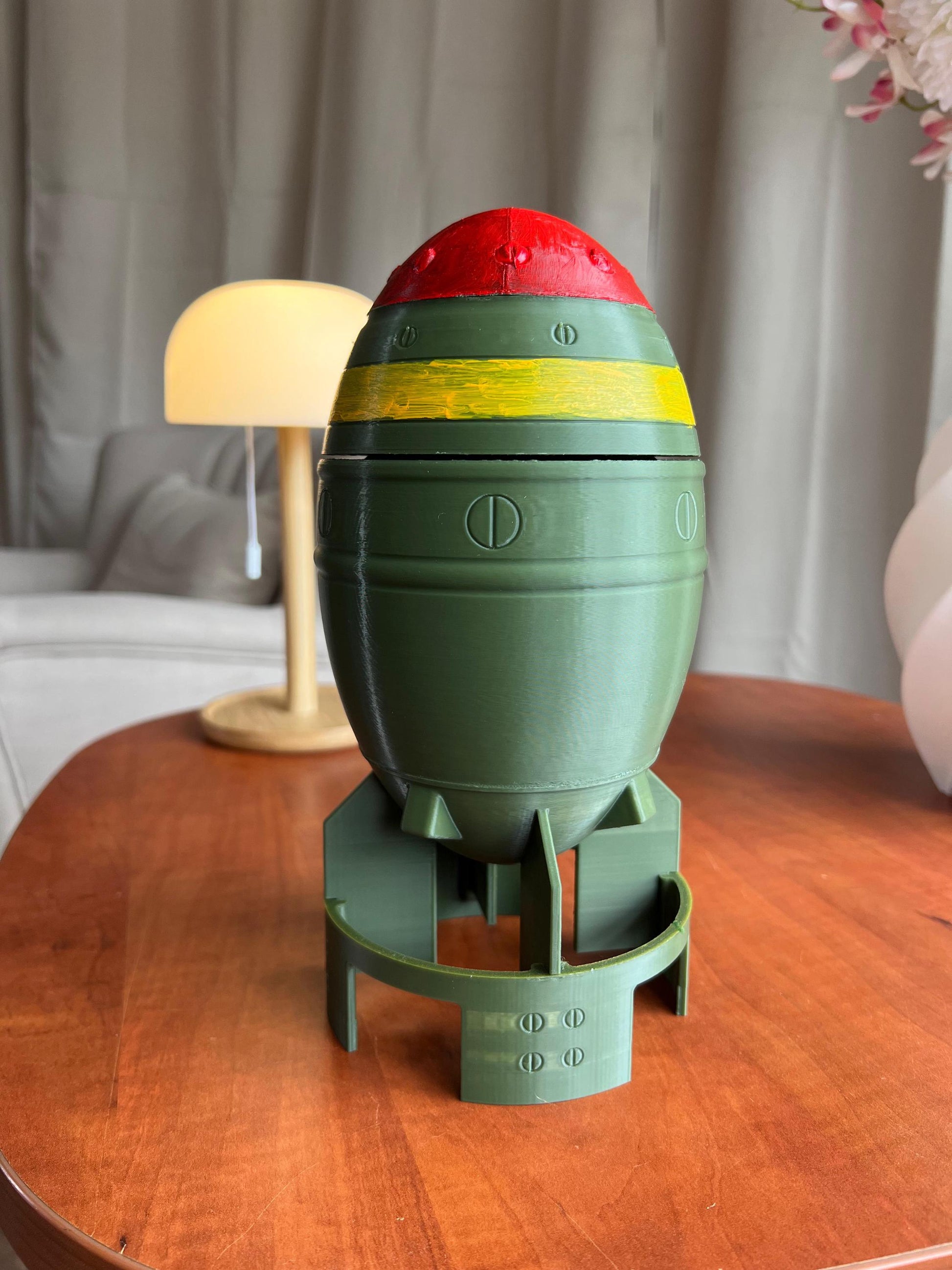 Mini Nuke Fat Man Replica | 3D Printed Fallout-Inspired Bomb Prop | Gamer & Geek Decor for Collectors