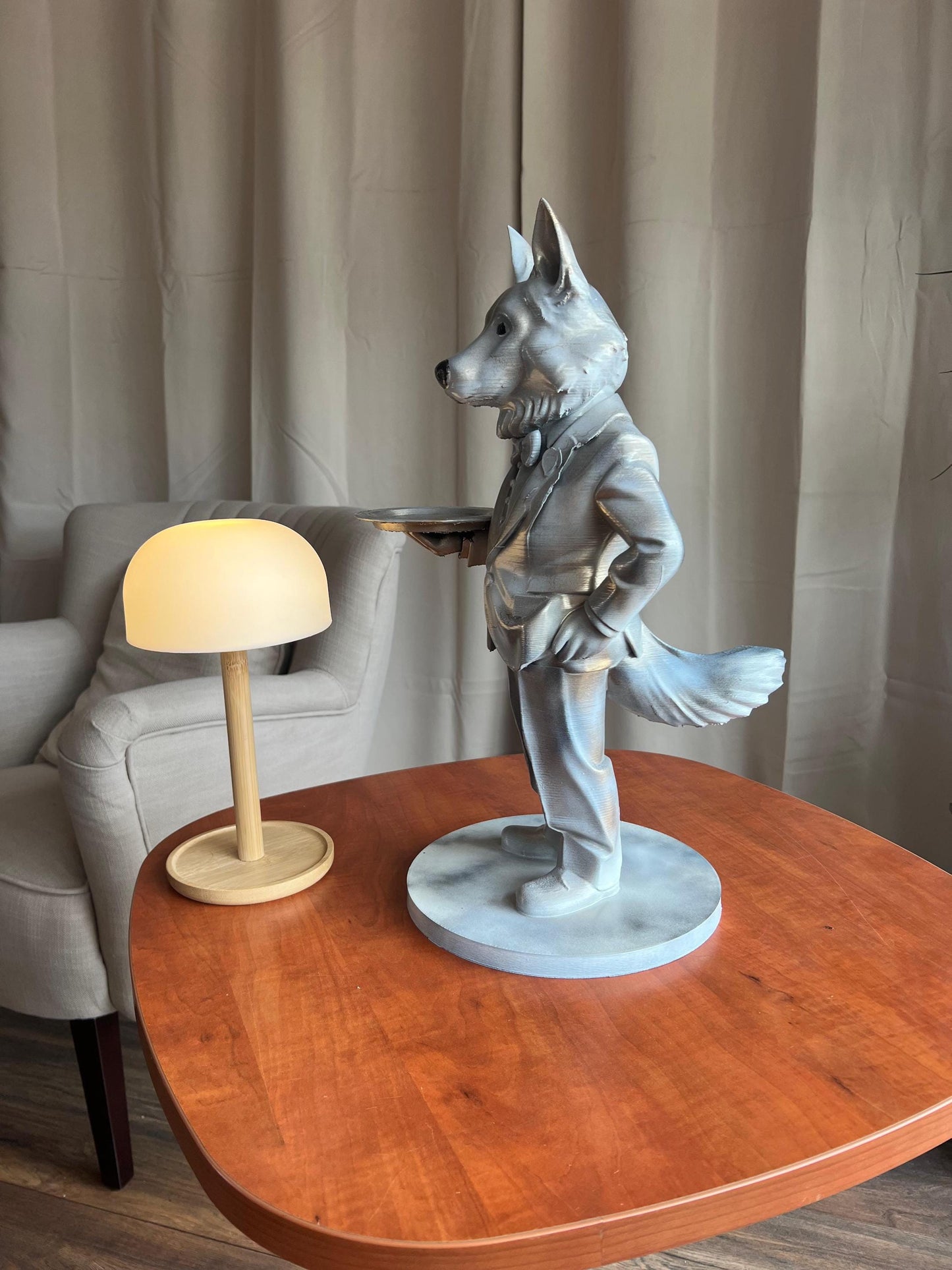 German Shepherd Butler Statue | Stylish Indoor & Outdoor Decor | Elegant Figure with Serving Tray | Perfect Gift or Decoration