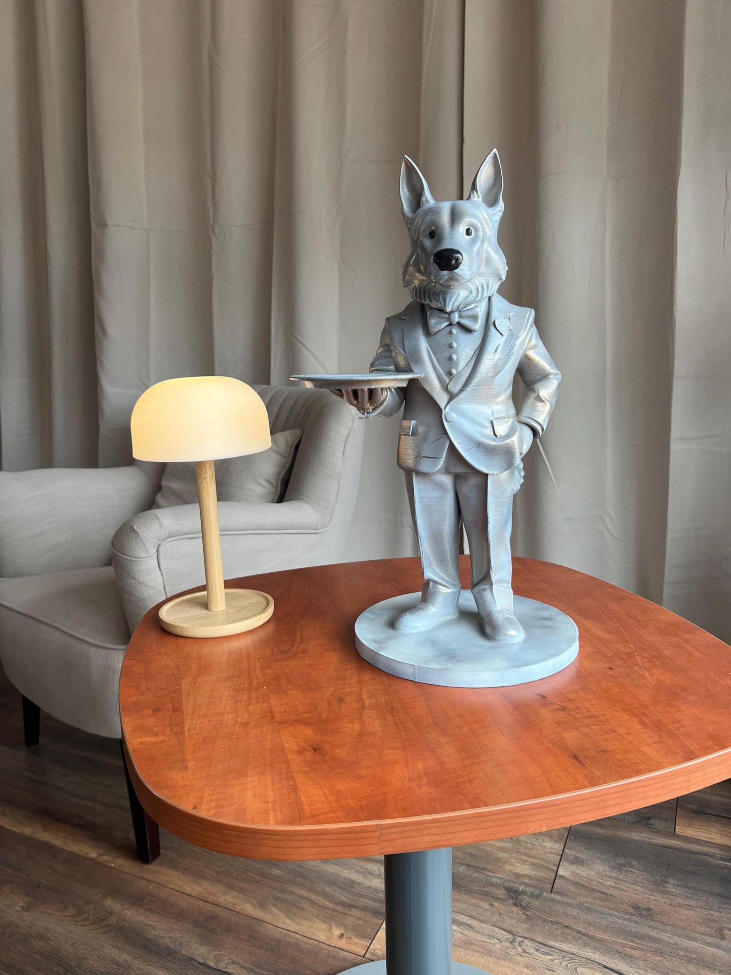 German Shepherd Butler Statue | Stylish Indoor & Outdoor Decor | Elegant Figure with Serving Tray | Perfect Gift or Decoration
