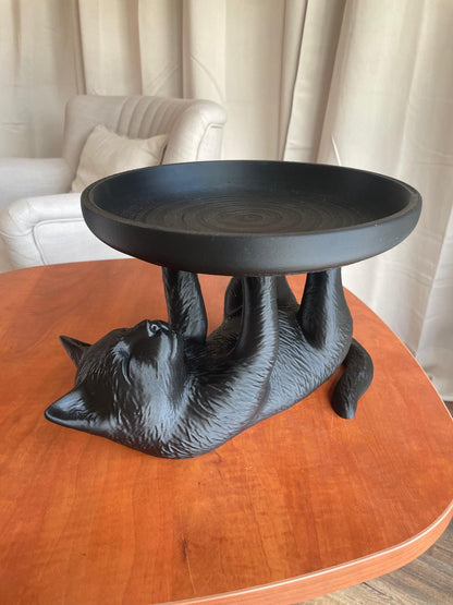 Cat Jewelry Ring Tray Black Cute Kitty Organizer Trinket Dish Gift for Cat Lovers Home Decor Bedroom Vanity Accessories