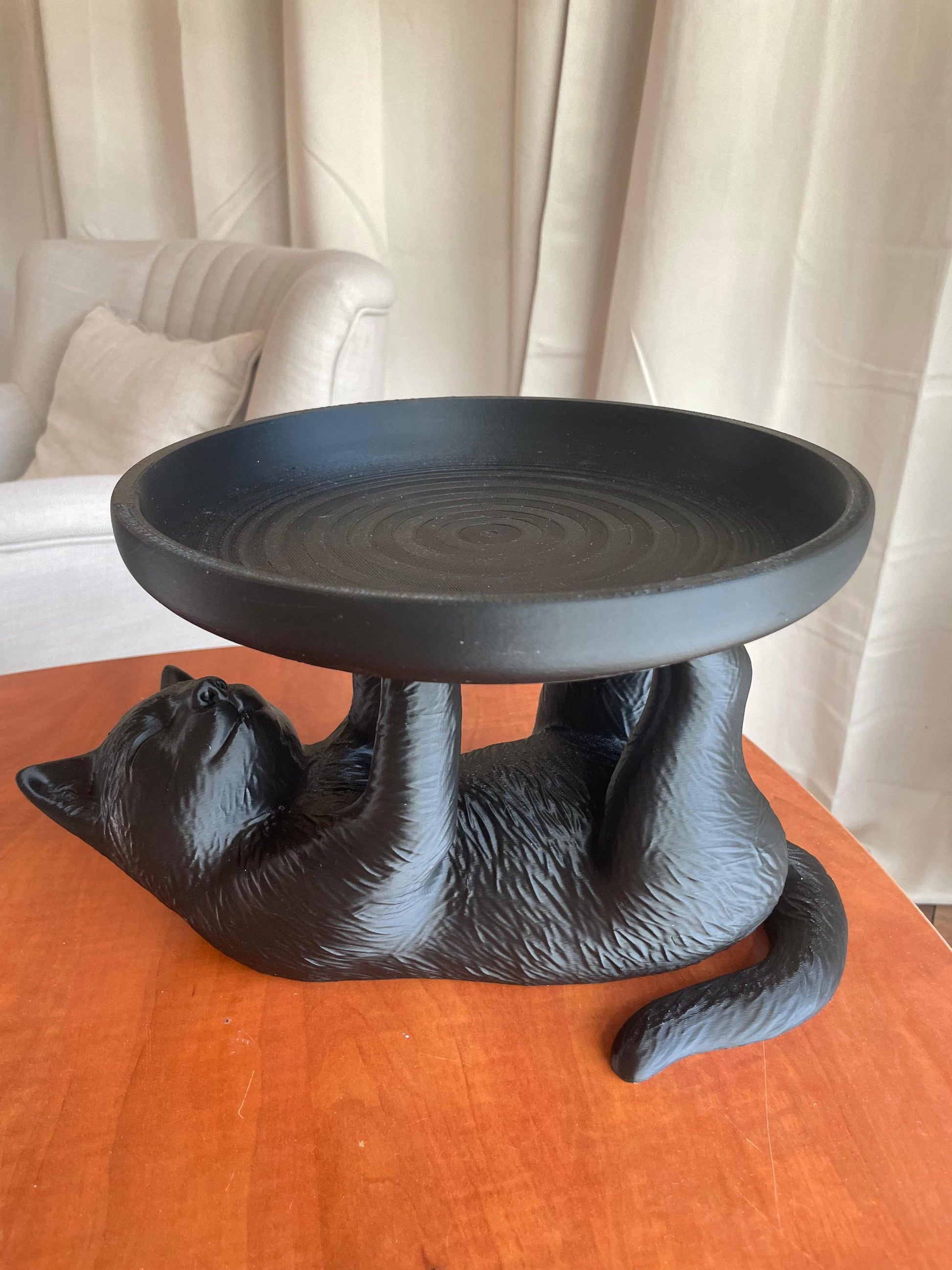 Cat Jewelry Ring Tray Black Cute Kitty Organizer Trinket Dish Gift for Cat Lovers Home Decor Bedroom Vanity Accessories