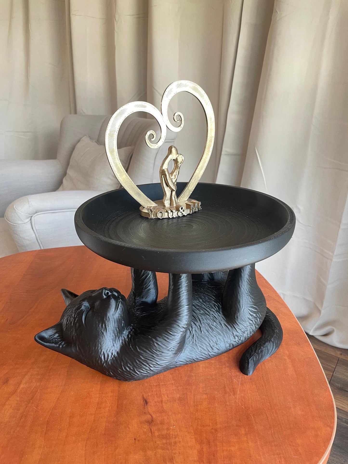 Cat Jewelry Ring Tray Black Cute Kitty Organizer Trinket Dish Gift for Cat Lovers Home Decor Bedroom Vanity Accessories