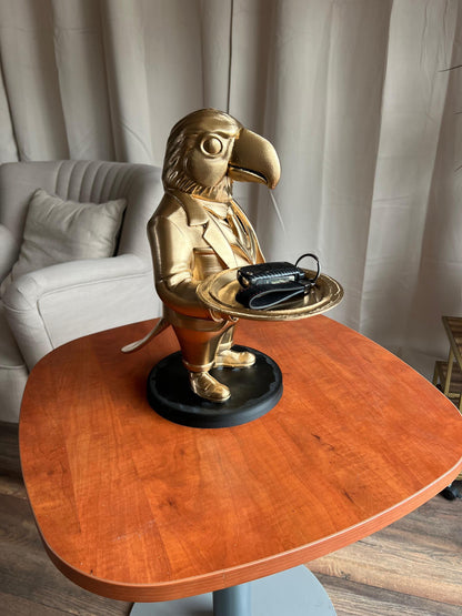 Parrot Butler Table 70CM | Elegant Champagne Tray Holder & Key Organizer | Whimsical Bird Statue for Home Decor | Ideal Gift for Bird Lovers