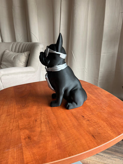 Bulldog Statue with Sunglasses 40CM | Cool Dog Figurine with Tie | Trendy Home Decor Accent | Ideal Gift for Dog Lovers & Modern Interiors