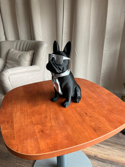 Bulldog Statue with Sunglasses 40CM | Cool Dog Figurine with Tie | Trendy Home Decor Accent | Ideal Gift for Dog Lovers & Modern Interiors